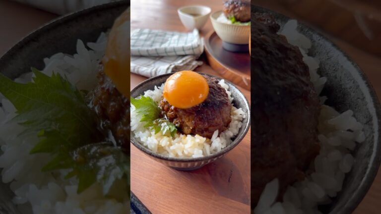 ハンバーグと言えば米‼️美味しいタレをかけて絶品ハンバーグ丼を作ってみました。