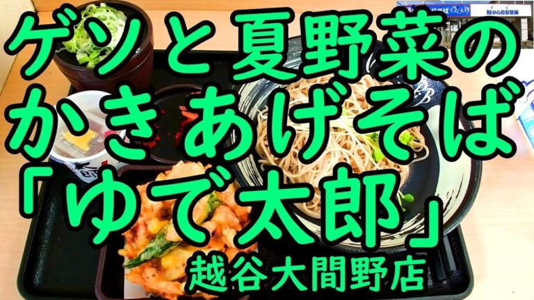 新越谷駅（南越谷駅） ゆで太郎 越谷大間野店。ゲソと夏野菜のかき揚げそば／納豆。