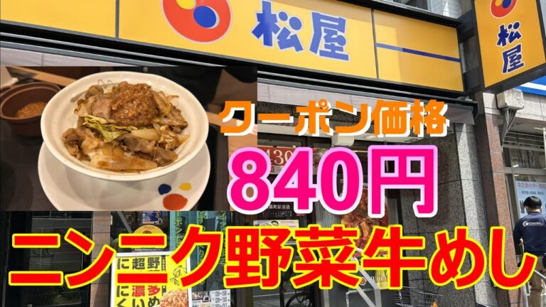 松屋　ニンニク野菜牛めし　野菜多め 超味濃いめ にんにく強め　インスパイア系松郎