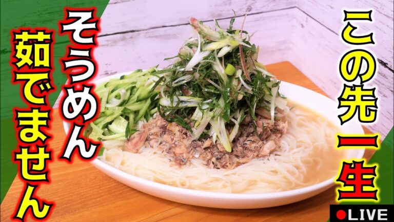 🔴Twitterで6万リツイート超え！「茹でないそうめん」が本気で最高すぎました  ～ 名古屋めし料理家が料理研究の名目でご飯を作る実況ライブ #3【生配信】