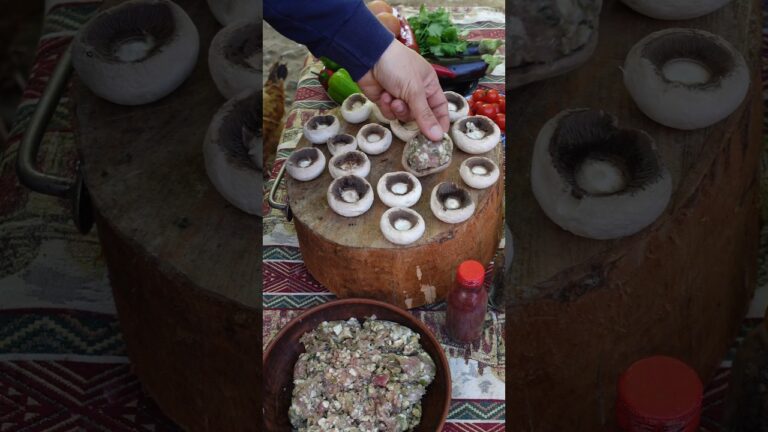 Stuffed Mushrooms -a new taste Discovery #outdoors #cooking #food #mushroom#shorts