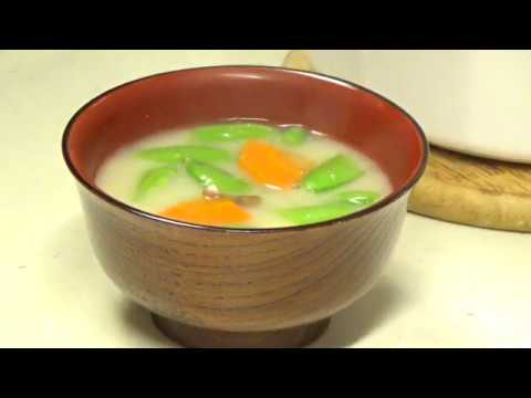 【会津家庭料理 酒粕入りスナップエンドウの味噌汁】【御御御付け】