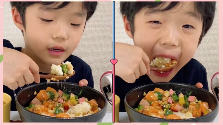 [るだモッバン]#ネバネバサ—モン#ばくだん丼  美味しすぎて無言のモッバン！ママ～また作って！！