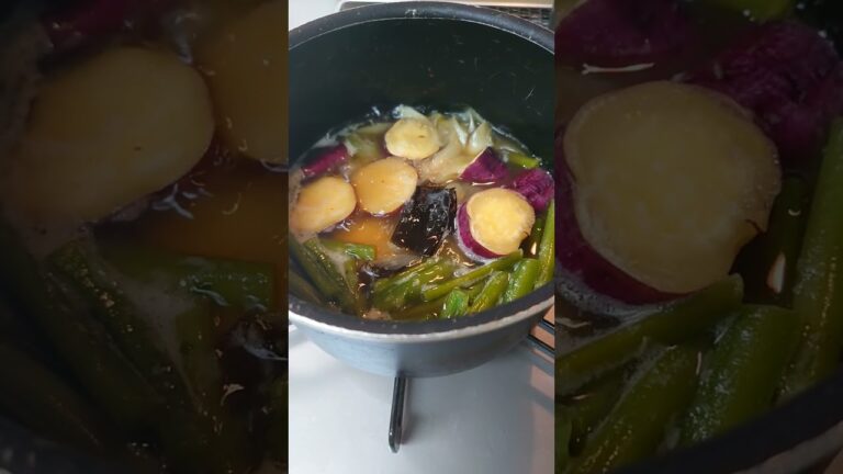 【今日はさつまいもの日】白ネギとさつまいもの甘露煮　昆布だし