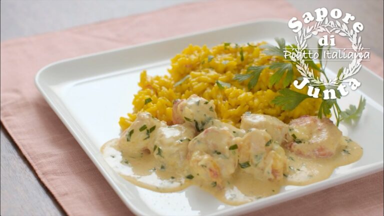 海老とホタテの軽いカレー煮をサフランリゾットと共に | Sapore di Junta