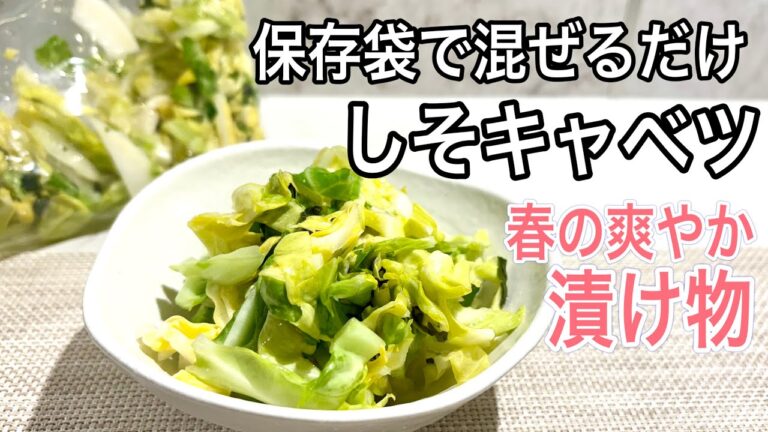 【キャベツの保存】袋で1分！キャベツと大葉で爽やか漬け物！ちょい足しでパーフェクトな副菜も必見