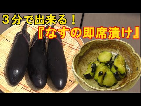 たったの３分で『なすの即席漬け』旬のなすの一番美味しい食べ方♪料理 レシピ 簡単