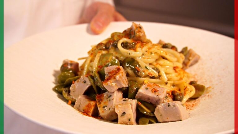 お刺身のまぐろで作る南イタリア感１００％の地中海パスタ！【Spaghetti con Tonno Capperi e Olive】