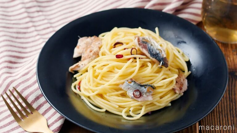 【いわしのペペロンチーノ】いわしの旨味とパスタが絡む。にんにくの香りが食欲そそる！