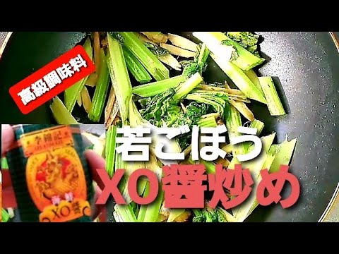 春が旬 葉ごぼうを 香港の高級調味料 XO醤炒め