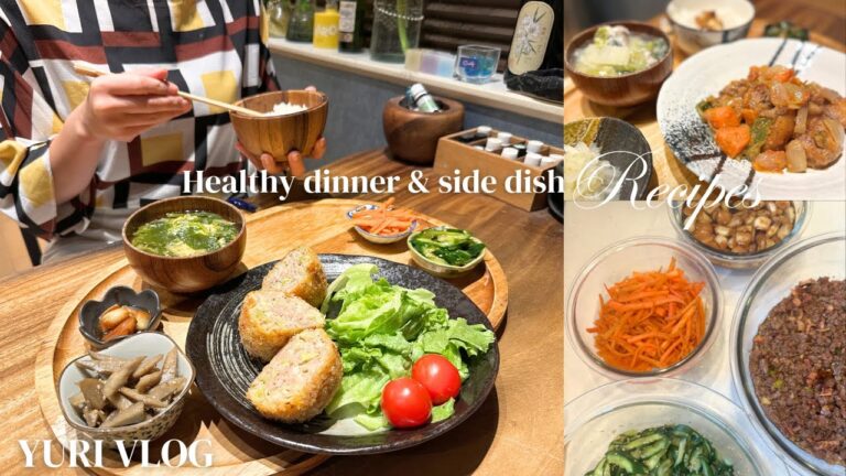 夏に向けた体にいい晩ごはん献立と朝時間。【旬の6品作り置き】｜きゅうりのさっぱり和え、　人参のシナモンソテー、ニンニクの醬油漬け、するめ入り辣油、キャベツのメンチカツ、酢豚