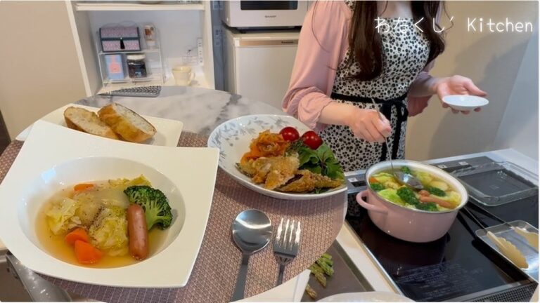 春キャベツのポトフ／【卵なし】野菜の肉巻きフライ