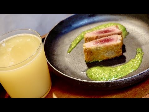 クレソンと宇宙のビール　〜鮪カツのクレソンソース〜