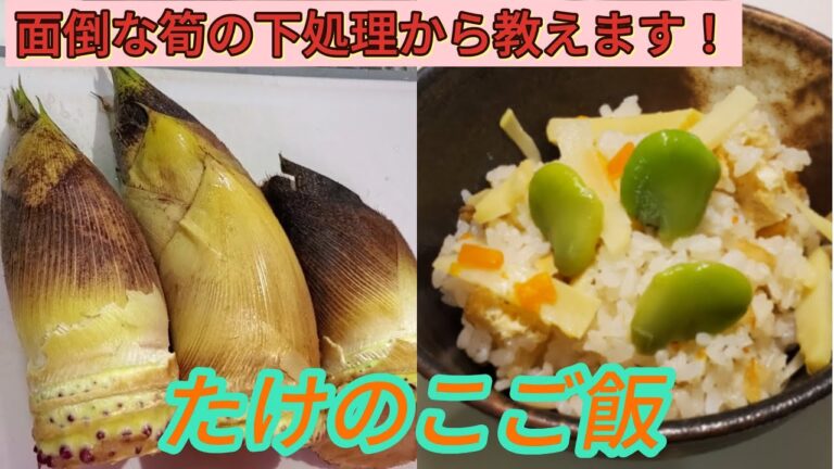 筍ご飯〜アク抜きの方法から教えます〜たけのこ料理（わか筍の酢の物・筍の天ぷら）