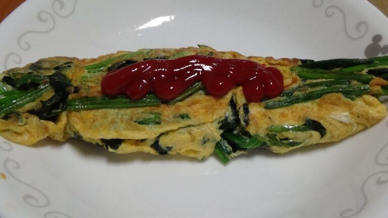 ほうれん草のオムレツを作って食べました！　Omelette with spinach