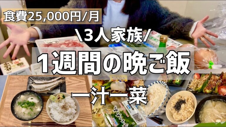 【1週間献立#5】一汁一菜の楽チンご飯/食費25,000円／月の平日５日間の晩ご飯/健康的な食事