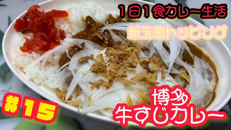 １日１食カレー生活第十五弾‼️新玉ねぎをたっぷりトッピングで博多牛すじカレー作ってみました😆👍