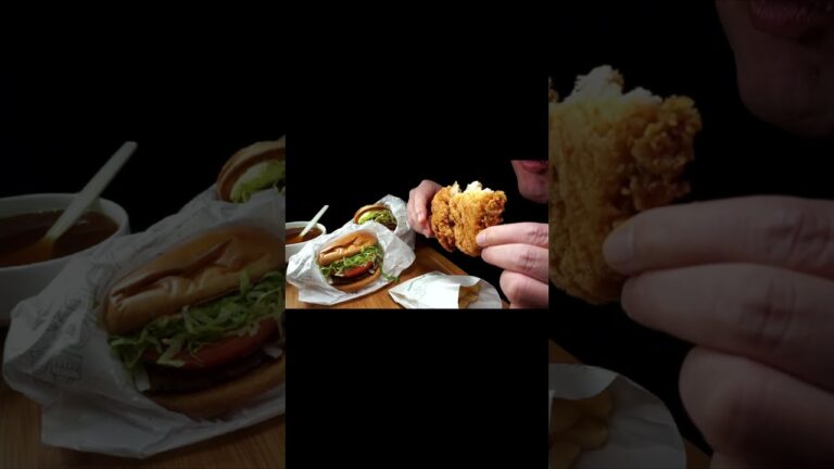 [ #Shorts ]大盛りモスバーガー[ASMR 咀嚼音 飯テロ 動画]とびきりチーズにモスチキン唐揚げを食べるオヤジ動画Japan紙シャカ音注意
