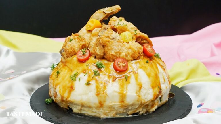 【爆裂】マッシュドポテト＆フライドチキンケーキ #Shorts