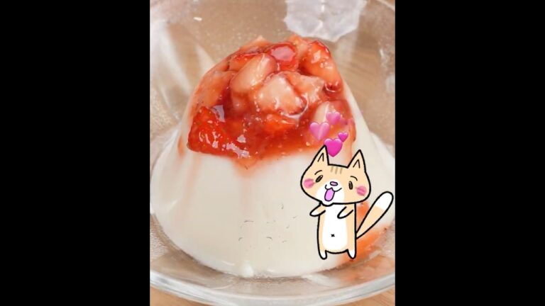 ダイエット❣️レンジで一発！ぷるんぷるん💕いちごミルクプリンの作り方 #いちごスイーツ #ヘルシースイーツ #ダイエットスイーツ