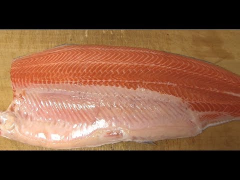 サーモンの三種の握りの作り方 how to fillet a Norway salmon and make sushi 寿司屋の仕込み