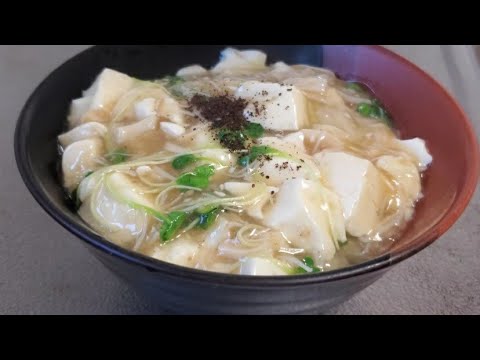 豆腐とホタテ缶のあんかけ丼