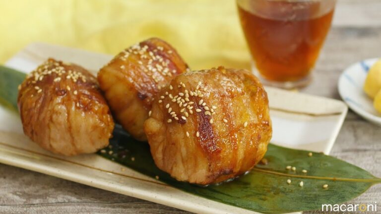 あざやか秋色！かぼちゃ ごはんの 肉巻き おにぎり のレシピ 作り方