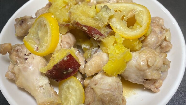 【炊飯器に入れるだけ】最強おつまみ、レモンとサツマイモの鶏の手羽元煮込み