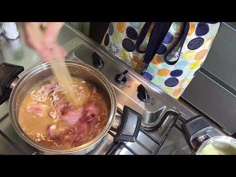麺つゆを使ったナスとぶた肉の煮物