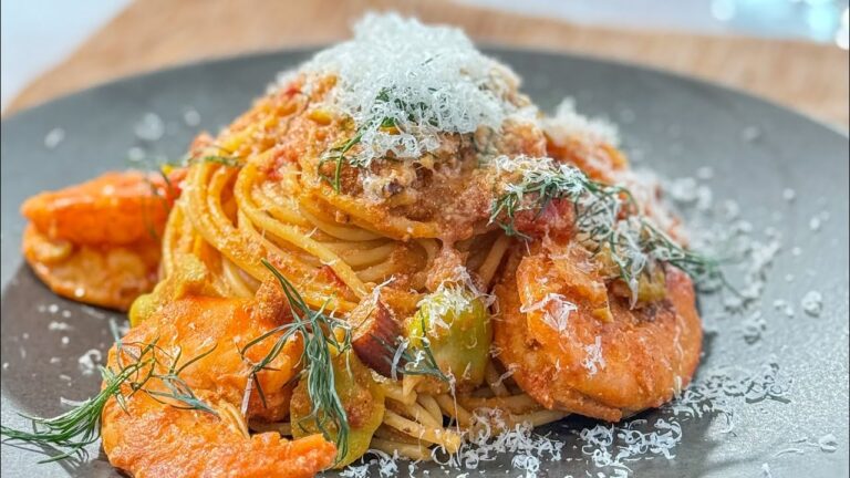 海老とソラ豆のトマトクリーム　【トマトクリームパスタ】