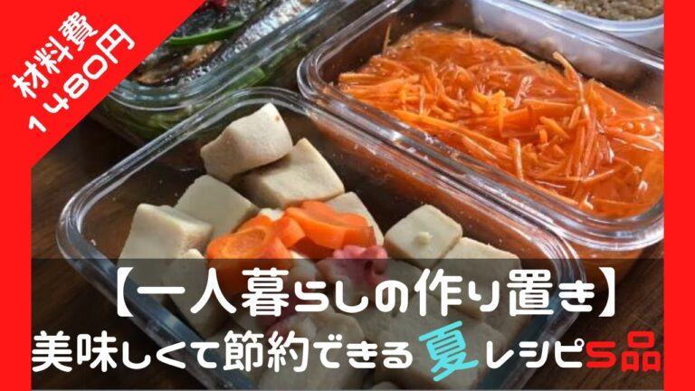 【一人暮らしの作り置き】美味しくて節約！材料費1500以下の夏おかず5品