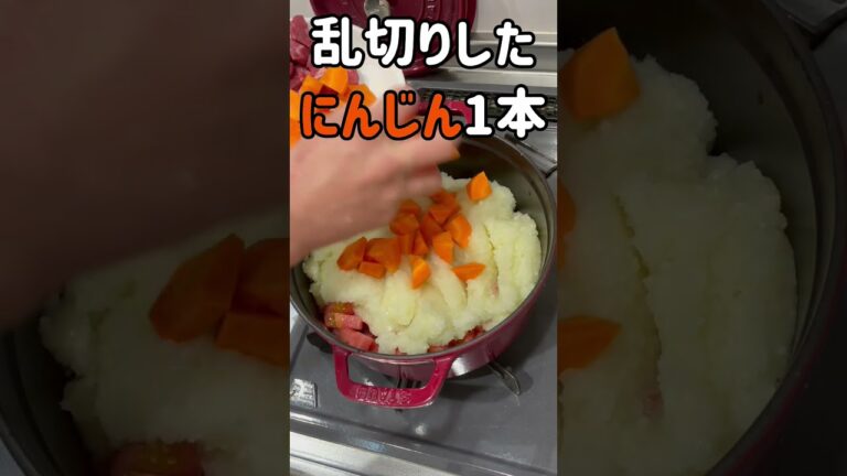 お父さん特製無水カレー!グツグツしている間に後片付けまでできちゃいます!お母さんも子供も笑顔になる料理です😆#カレー #料理 #無水カレー #レシピ #ひなたんねる #グルメ　#グルメ大学