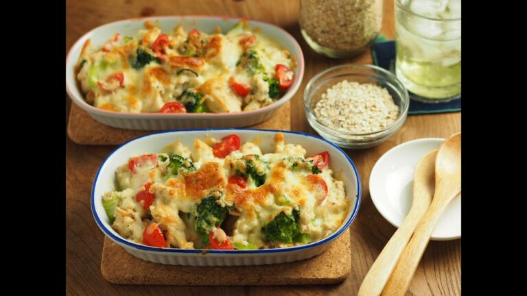 筋トレ完全食！鶏むね肉とブロッコリーのオートミールチーズ焼き