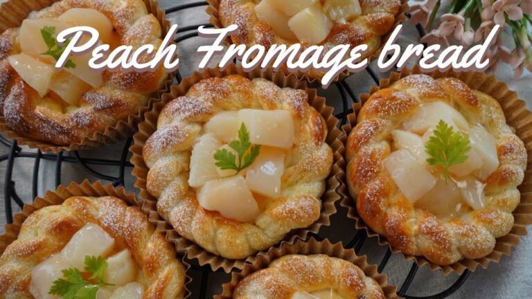 夏のアフターヌーンティーに👌ピーチフロマージュブレッドで癒しのひと時🍑/パン作り/Easy and Unique Bread Recipe