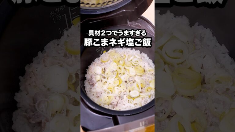 炊飯器にぶち込むだけで作れます【ねぎ塩豚ご飯】詳しいレシピは概要欄をチェックしてね♪ #豚こま肉 #炊飯器 #炊き込みご飯 #ネギ塩 #豚肉レシピ