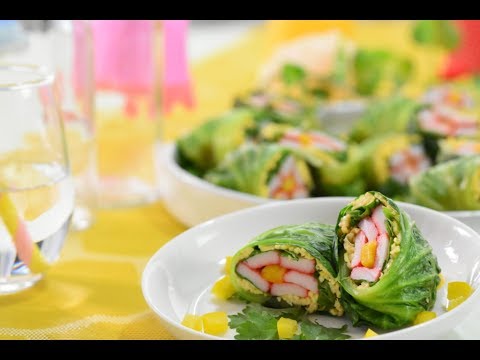簡単！かわいい！レタスで生春巻き風サラダ♪ ~ lettuce spring roll salad【ロシアン佐藤】【料理レシピはParty Kitchen🎉】