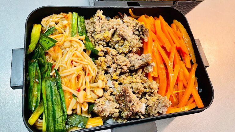 朝のっけるだけサクッとビビンバ弁当🍱#お弁当動画 #お弁当詰め方 #作り置き弁当