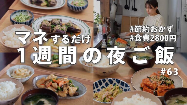 【1週間献立】2800円で作る節約夜ご飯｜マネするだけ2人暮らしの簡単夜ご飯おかず #63