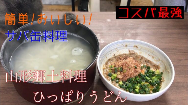 サバ缶コスパ料理　vol.3 ひっぱりうどん