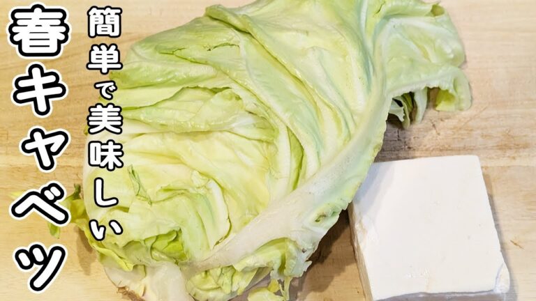 【春キャベツの簡単レシピ】材料2つ！春キャベツと豆腐のめんつゆマヨサラダ　塩昆布が味の決め手！箸が止まらないお手軽和え物の作り方　春レシピ　節約レシピ　サラダレシピ