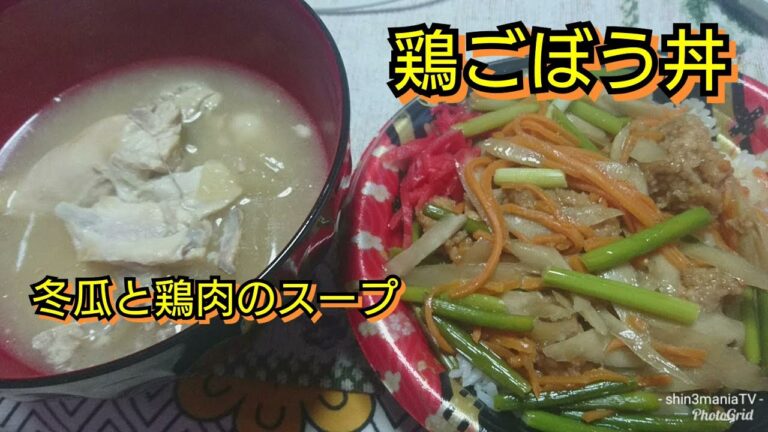 【沖縄料理】鶏ゴボウ丼 冬瓜と鶏肉のスープ もこみち