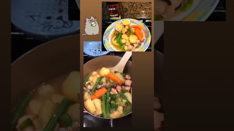 Japanese-style octopus and potato stew (Nimono) タコと小芋の甘辛煮　【麹味噌でほっこり優しい味に仕上げました】　#あいもん料理部 #海外生活