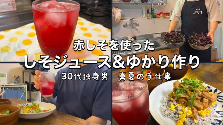 【30代サラリーマン/真夏のジュース作り🍹】真夏に飲みたい！　赤しそを使った　しそジュース＆ゆかり作り