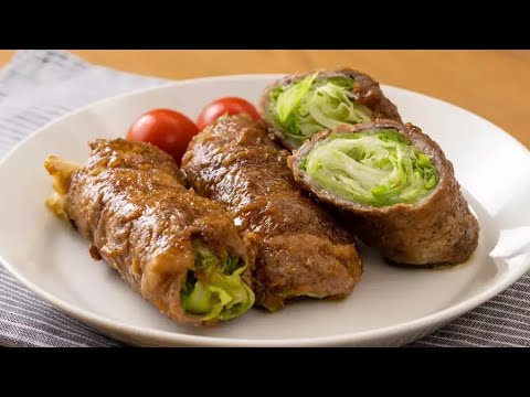 レタスの牛巻き生姜焼き