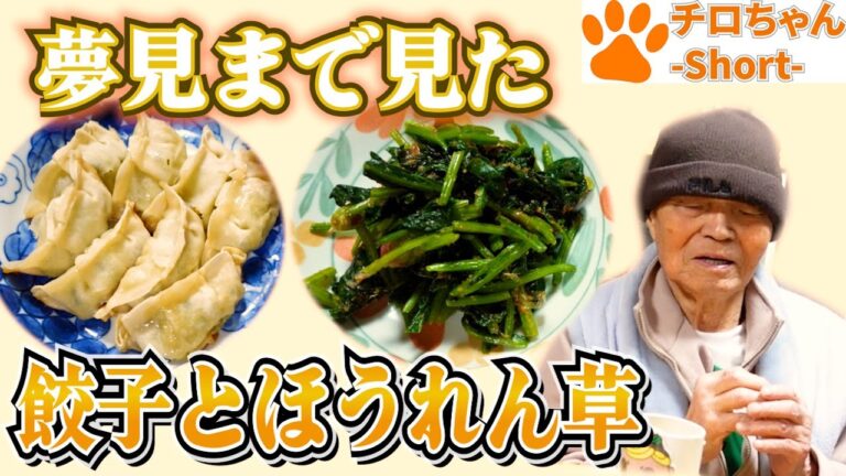 とある日の夕食 雪松さんの餃子とほうれん草のごまよごし。４K＃shorts