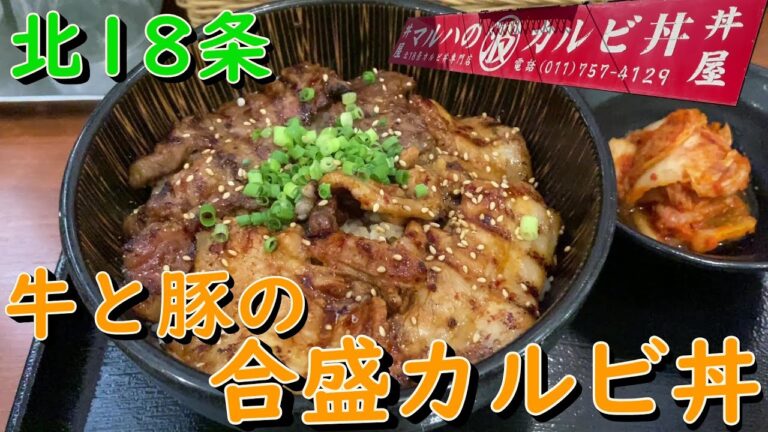 北区北１８条駅徒歩１分にある牛と豚のカルビ専門店/マルハのカルビ丼【北海道札幌グルメ】yakiniku japan