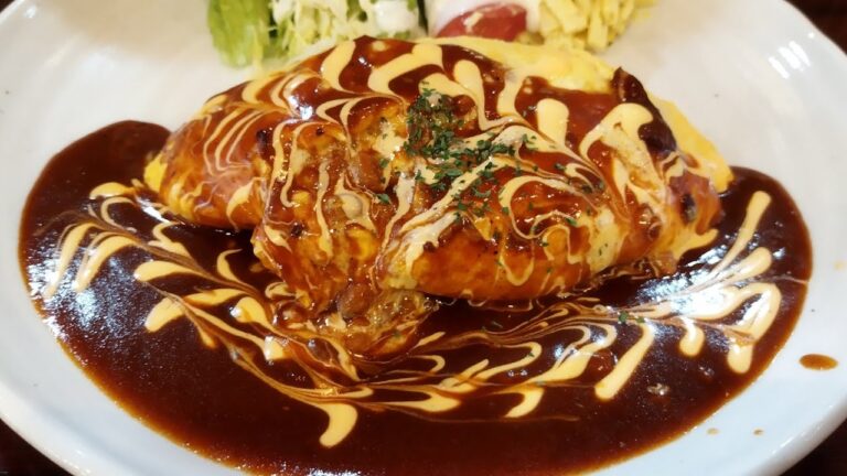 水戸市　花きゃべつ　納豆ハヤシオムライス　食べてきました　オムライス　プリン