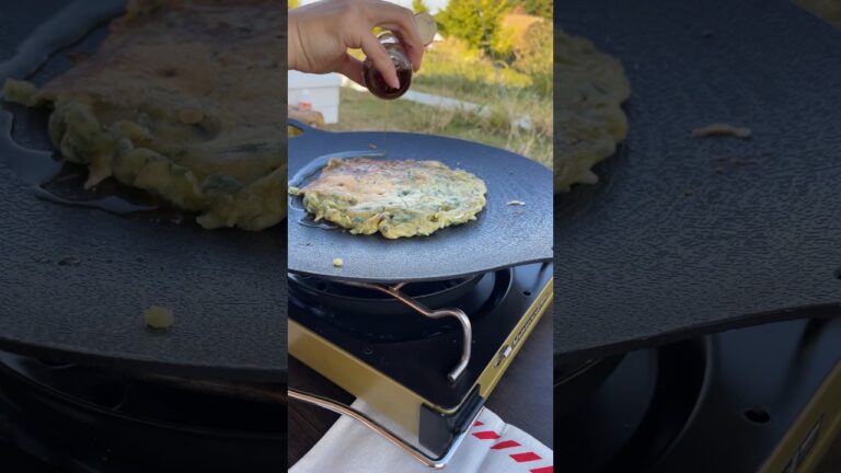 【キャンプ飯】bibigo 水だけで作れる　簡単海鮮にらチヂミ　#キャンプ #キャンプめし #キャンプ飯 #bibigo #海鮮にらチヂミ