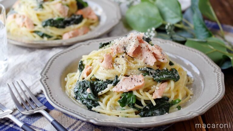 【サーモンとほうれん草のクリームパスタ】濃厚！コクうま！レストランの味♪