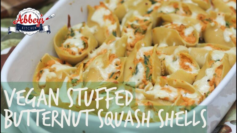 VEGAN Stuffed Butternut Squash Shells with Sage Cream Sauce